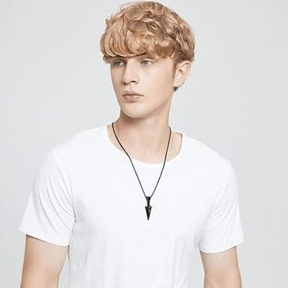 Stainless Steel Spearpoint Arrowhead Pendant Necklace - Picture 3 of 8